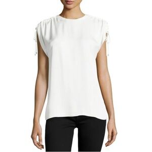 Theory Malkara Drawstring Modern Silk Georgette Top